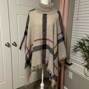 SHEIN Raw Hem Pancho Sweater